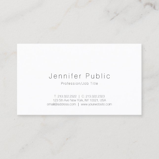 Modern Simple Elegant Minimalist Professional Chic Business Card (Front)
