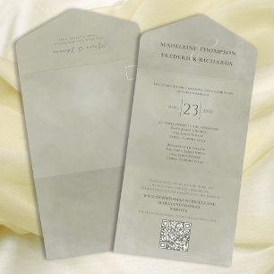 Modern Simple Elegant Palm Green   QR Code Website All In One Invitation