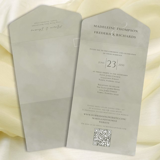 Modern Simple Elegant Palm Green | QR Code Website All In One Invitation (Creator Uploaded)