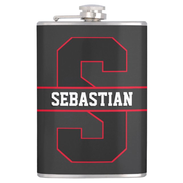 Modern Simple Elegant Personalised Monogram Hip Flask (Front)