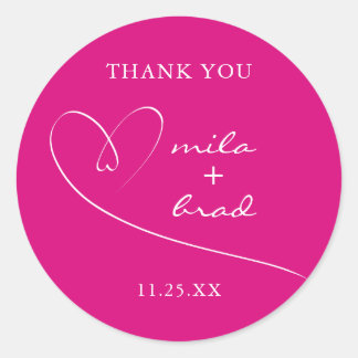 Modern Simple Elegant Pink Wedding Classic Round Sticker