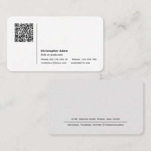 Modern Simple Elegant QR code Professional Busines Business Card