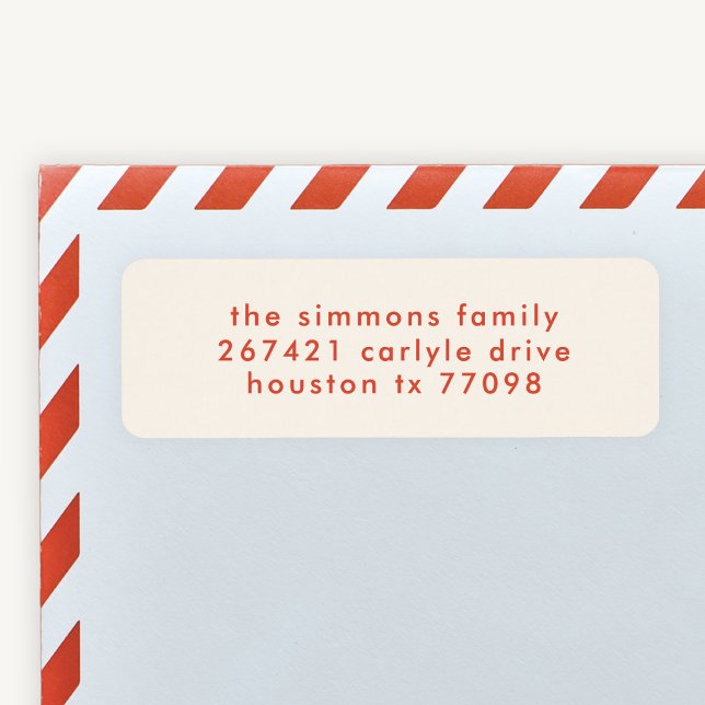 modern simple elegant red holiday return address label (Creator Uploaded)
