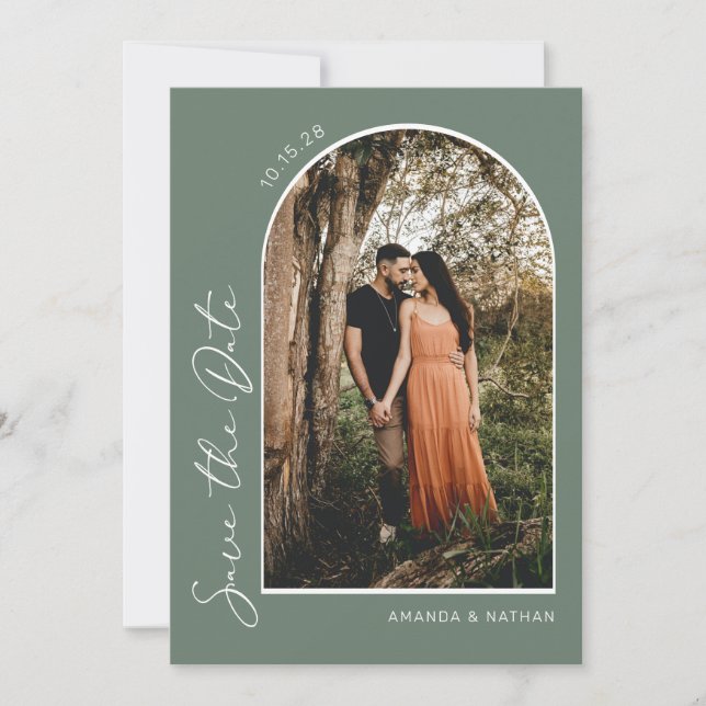 Modern Simple Elegant Sage Green Save The Date (Front)