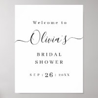 Modern simple elegant script bridal shower welcome