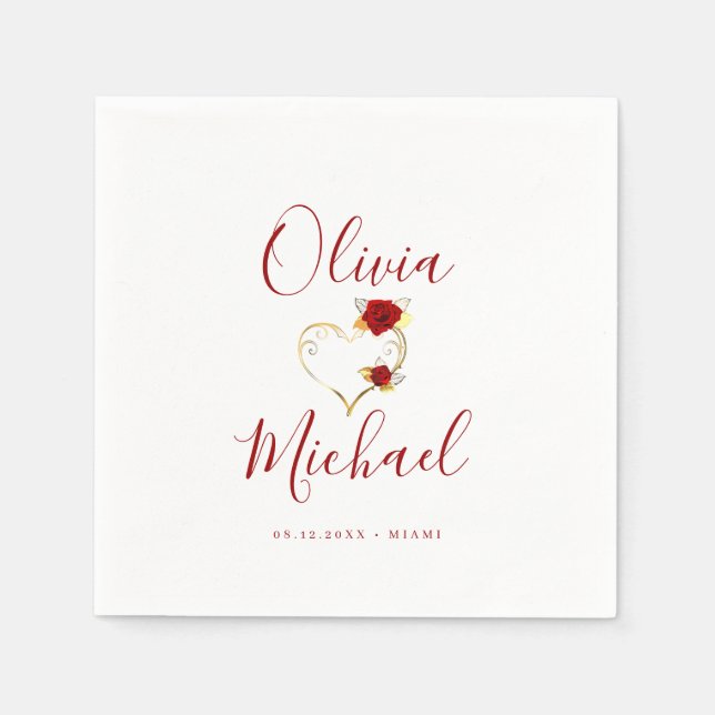 Modern simple elegant script couples names wedding napkin (Front)