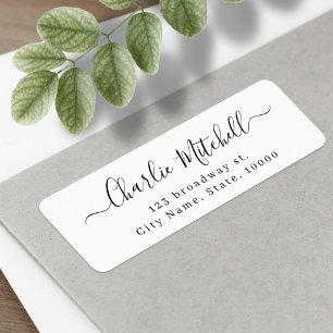 Modern simple elegant script return address label