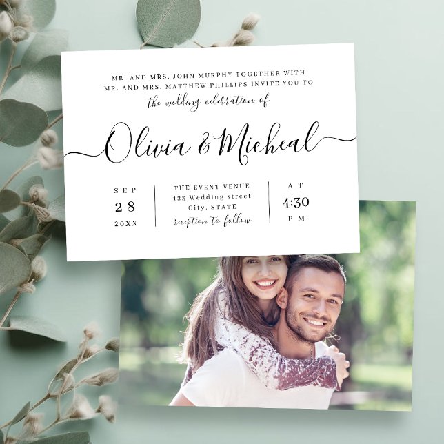 Modern simple elegant script wedding invitation (Modern simple elegant script wedding invitation)
