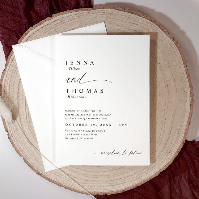 Modern Simple Elegant Script Wedding Invitation (Modern simple and elegant wedding invitations with minimalist typography and fancy handwritten and)