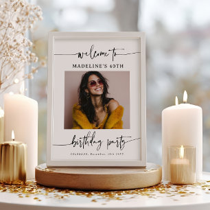 Modern Simple Elegant Script Wedding Photo Sign