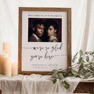 Modern Simple Elegant Script Wedding Photo Sign