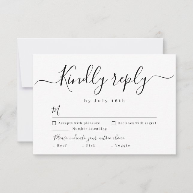 Modern simple elegant script wedding RSVP (Front)