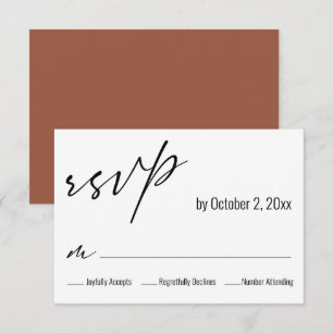 Modern Simple Elegant Terracotta Back Wedding RSVP Card