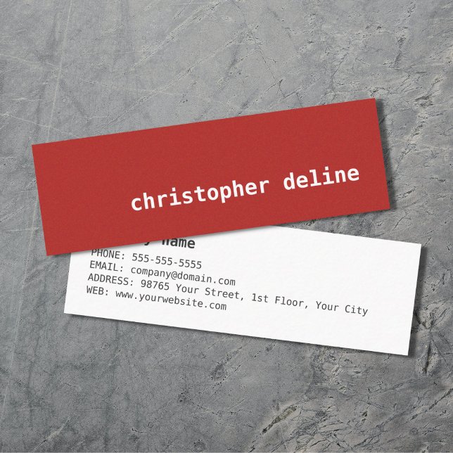 Modern Simple Elegant Texture Red Consultant Mini Business Card (Creator Uploaded)