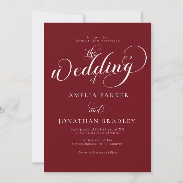 Modern Simple Elegant Typography Wedding Invitation (Front)