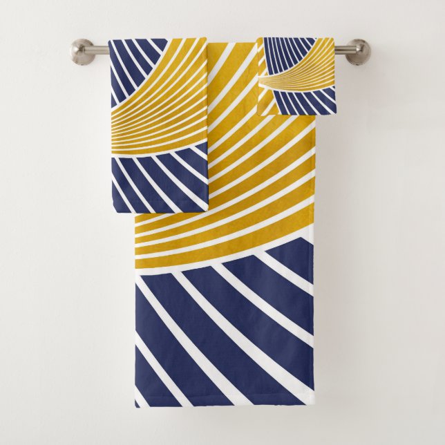 Modern, simple, elegant, waves, lines, stripes bath towel set (Insitu)