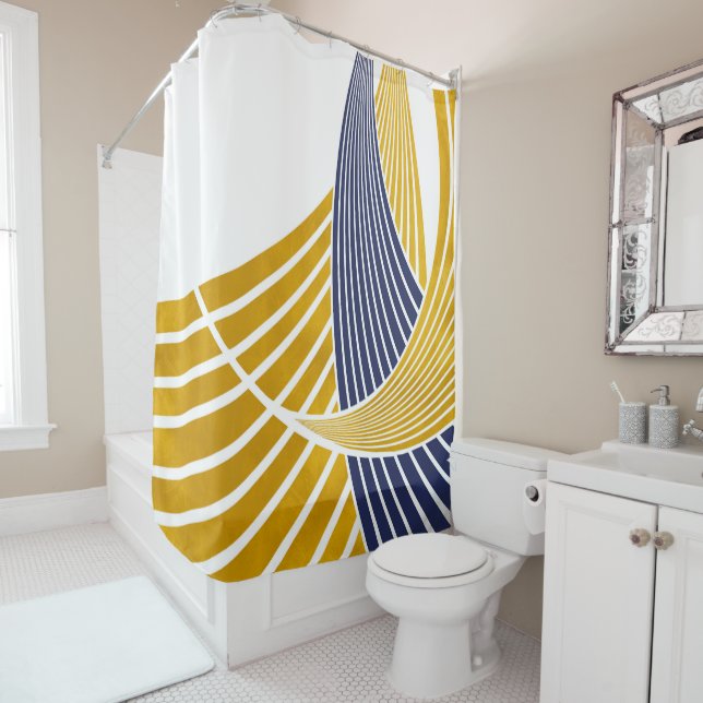 Modern, simple, elegant, waves, lines, stripes shower curtain (In Situ)