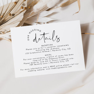Modern Simple Elegant Wedding Details Enclosure Card