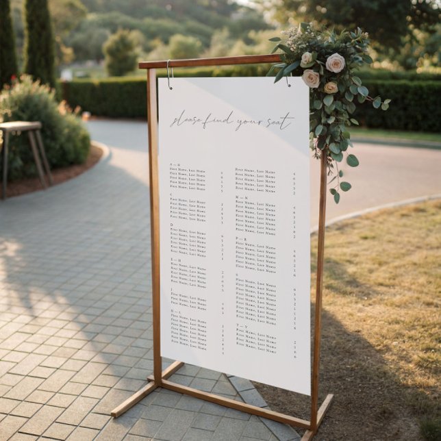 Modern Simple Elegant Wedding Seating Chart (Alphabetical Wedding Seating Charts Find Your Seat)