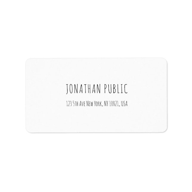Modern Simple Elegant White Professional Plain Label (Front)