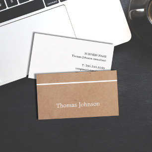 Modern Simple Elegant White Stripe printed Kraft Business Card