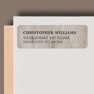 Modern Simple Elegant Wooden Photo Return Address Label