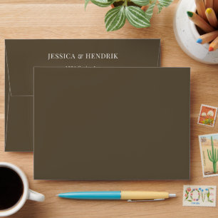Modern Simple Espresso Minimalist Elegant Wedding Envelope