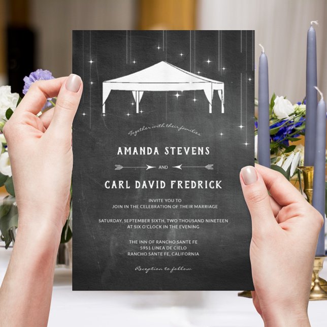 Modern Simple Evening Tented Wedding Invitation (Creator Uploaded)