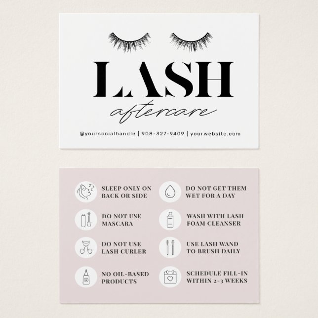 Modern Simple Eyelash Extensions Lash Aftercare  (Front & Back)