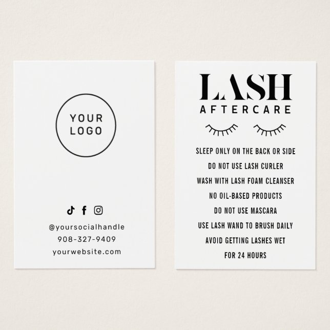 Modern Simple Eyelash Extensions Lash Aftercare Bu (Front & Back)