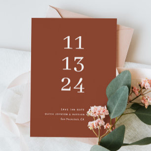 Modern simple fall terracotta minimalist wedding save the date