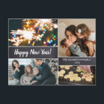 Modern Simple Family Photo Collage Happy New Years Holiday Postcard<br><div class="desc">Your beautiful family photos deserve to be shared during this time of year as you send warm wishes. Customise this modern New Years Cards collage design & personalise with your family greeting. "Happy New Year" on the front with  modern hand-lettering style typography. Customised just for you.</div>