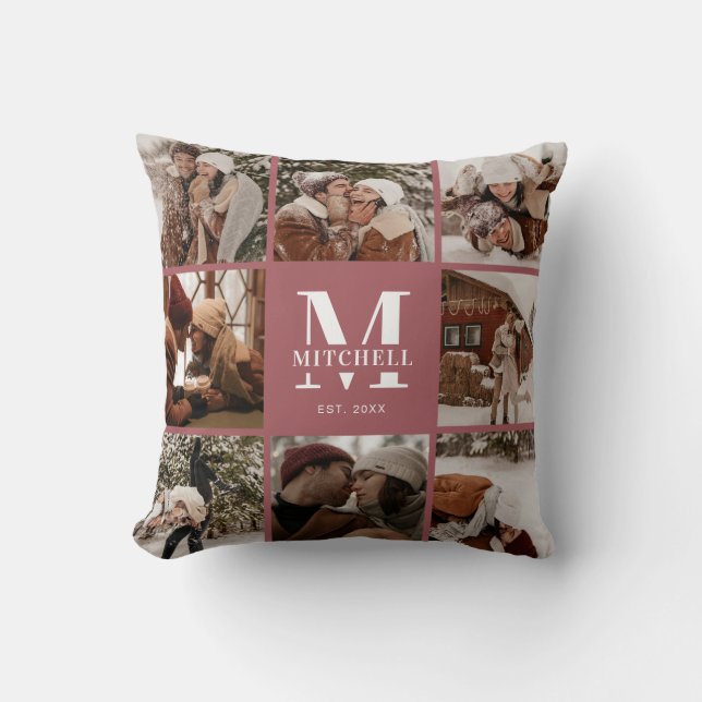 Modern Simple Family Photo Collage Keepsake Cushion (Front)