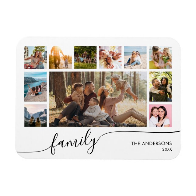 Modern Simple Family Photo Collage Magnet (Horizontal)