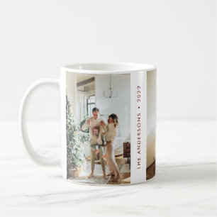 Modern Simple Family Photo Red New Year Coffee Mug