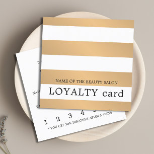 Modern Simple Faux Gold White Stripes Beauty Loyalty Card