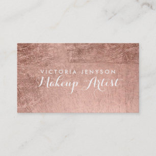 Modern simple faux rose gold chic makeup artist business card