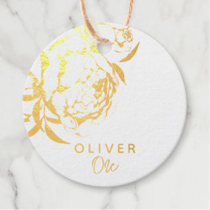 Modern Simple Floral Baby Shower Elegant Gold Favour Tags