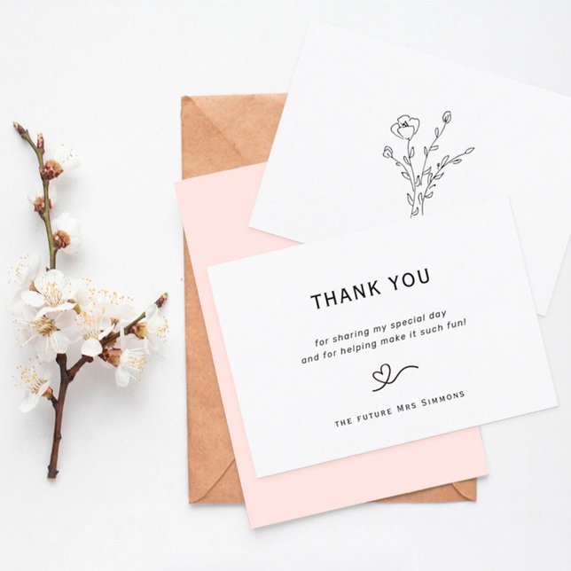 Modern Simple Floral Bridal Shower Thank You Card (Creator Uploaded)
