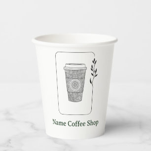 Modern simple Floral coffee Shop café Paper Cups