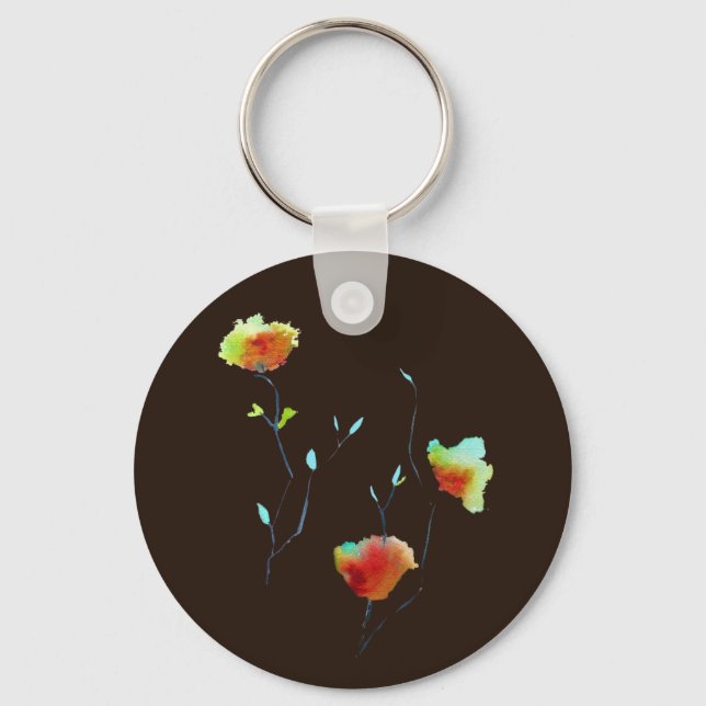 Modern simple floral flower Autumn art Key Ring (Front)