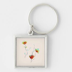 Modern simple floral flower Autumn art Key Ring