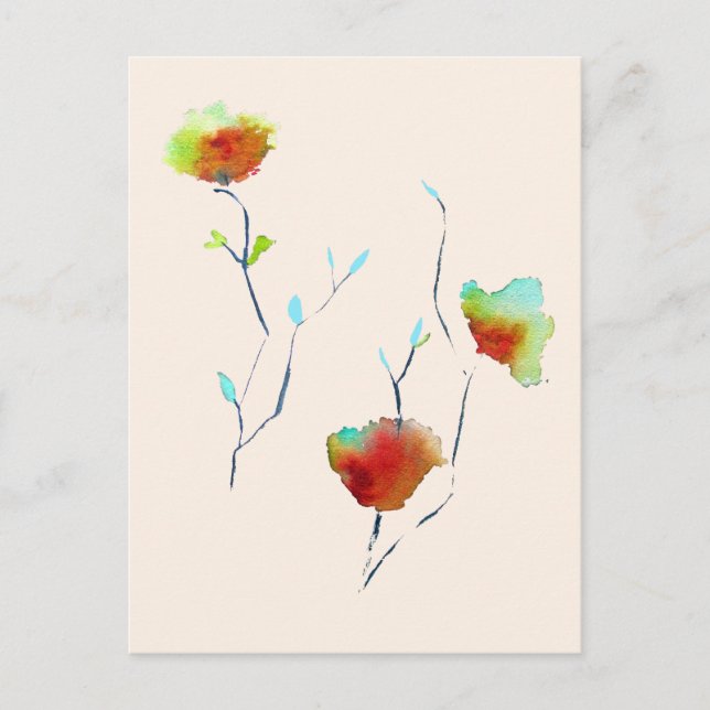 Modern simple floral flower Autumn art Postcard (Front)