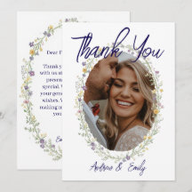 Modern Simple Floral Wedding Thank You Card