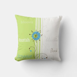 Modern Simple Flower Green Typography Cushion