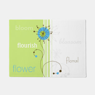 Modern Simple Flower Green Typography Doormat