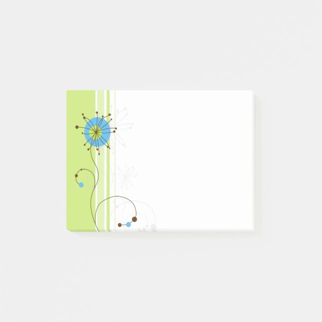 Modern Simple Flower Green Typography Post-it Notes (Front)