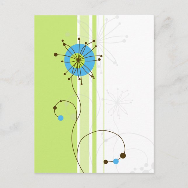 Modern Simple Flower Green Typography Postcard (Front)