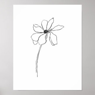 Modern Simple Flowers Line Art Poster