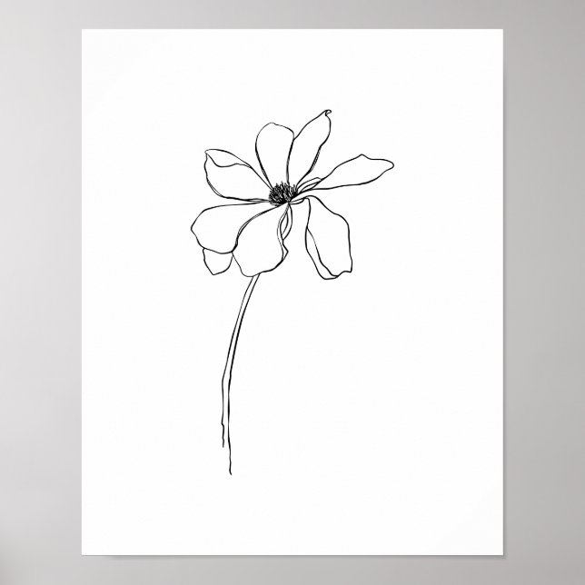  Modern Simple Flowers Line Art Poster (Front)